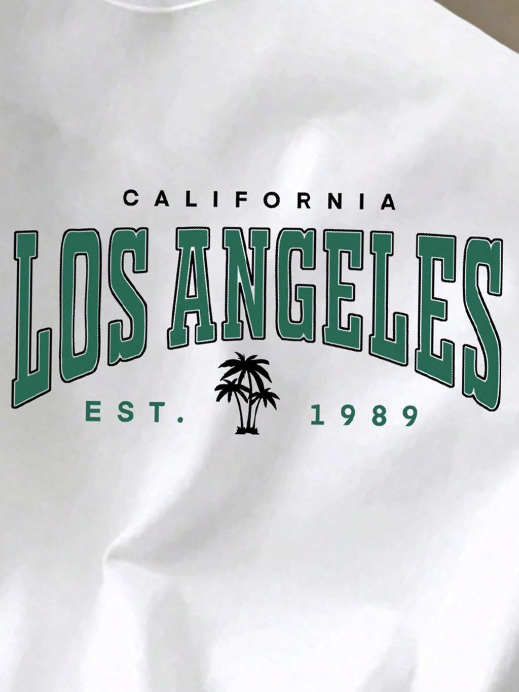 Xingmengzhi OBM Men's California Los Angeles Graphic T-Shirt - White with Green Print, Regular Fit Short Sleeve Casual Tee for Spring Summer Fall, Outdoor & Casual Attire