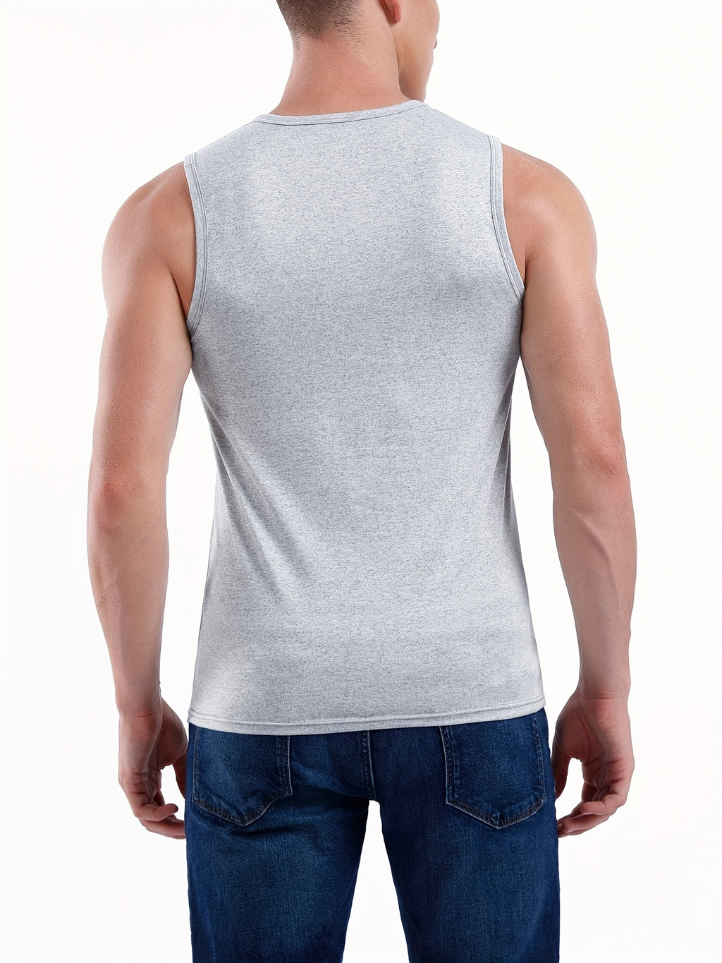 5 débardeurs pour hommes à larges épaules - Noir, Gris, Blanc - Sans manches, respirant, col rond - Pour le sport et le fitness