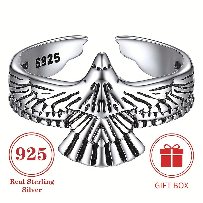 Men's and Women's Fashion Retro Punk Style 3.2g Eagle Adjustable Ring, Perfect for Everyday Versatility