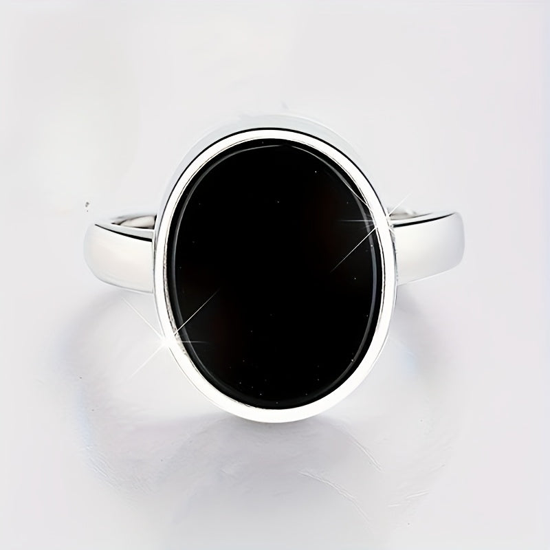 925 Silver, Men's fashionable wide face ring, simple round ring with adjustable opening ring, suitable for party activities, suitable for daily wear and various occasions, the best gift for lovers on Valentine's Day