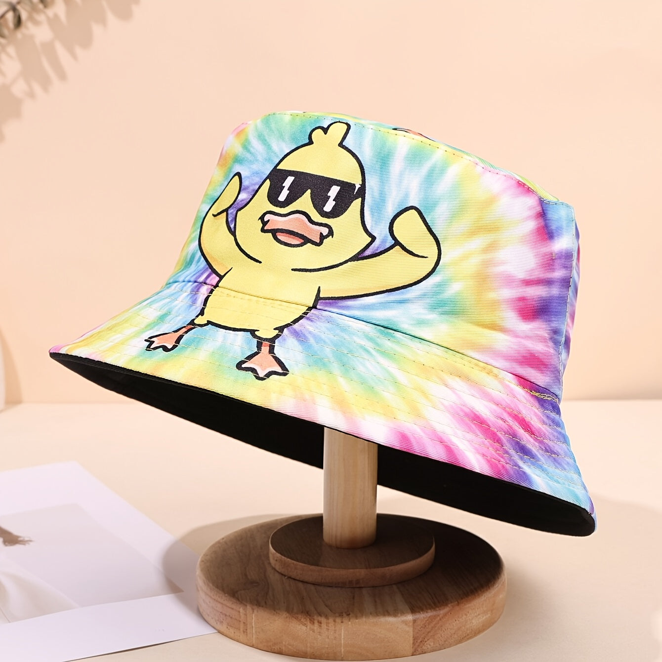 Men'S and Women'S Yellow Duck Tie-Dye Bucket Hat - Stylish Wide Brimmed Panama Hat with Glasses Design, Lightweight Polyester, Perfect for Outdoor & Casual Wear, Casual Headwear | Vibrant Hat | Lightweight Hat