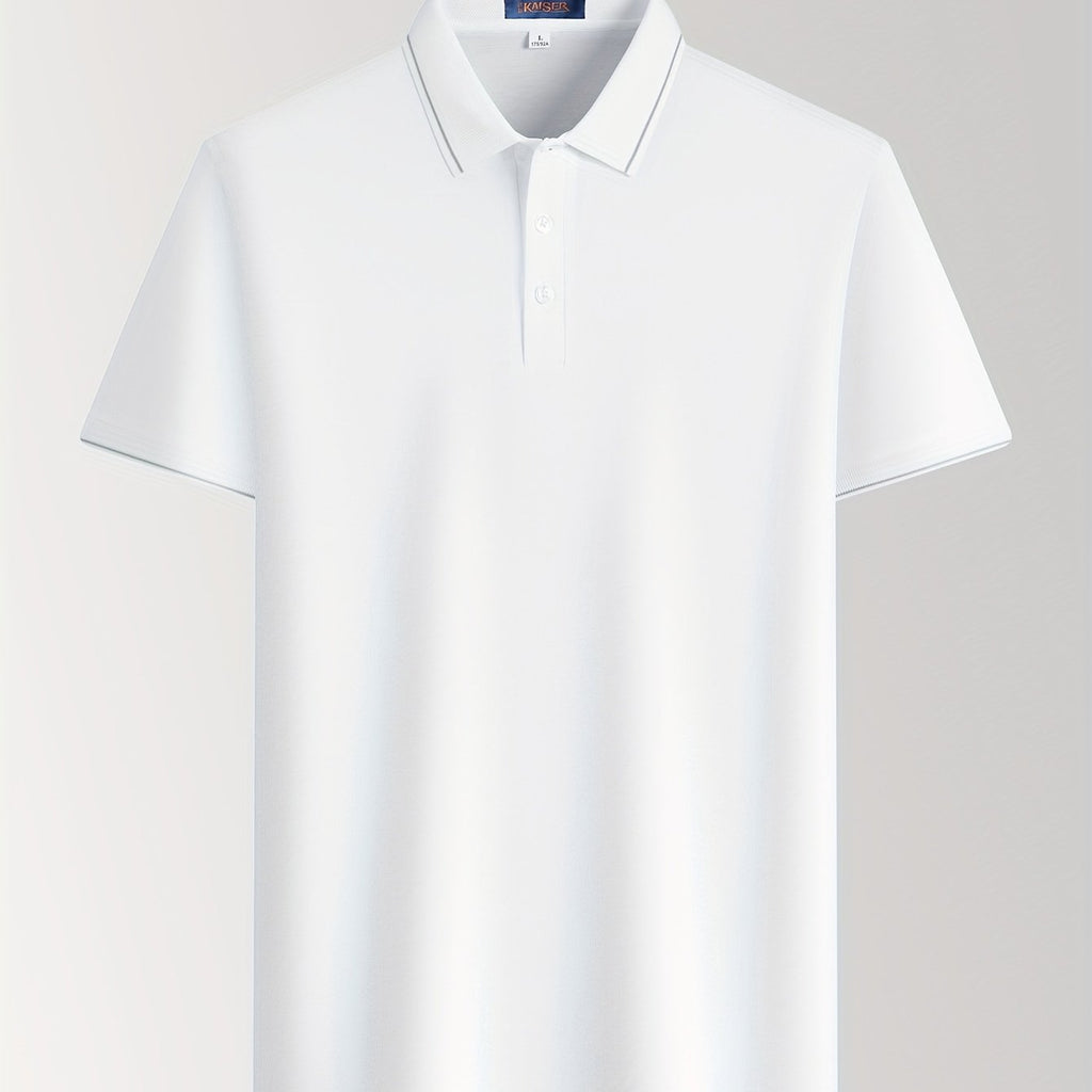 Men'S Casual Summer White Polo Shirt - Breathable, Short Sleeve, 3\u002F4 Length Buttons, Regular Fit, Casual Occasion, Casual Attire | Classic Polo Shirt | Breathable Fabric