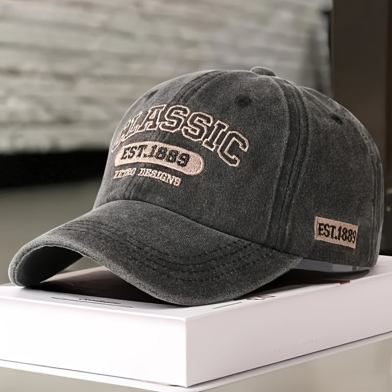 Classic Slogan Embroidery Baseball Cap Vintage Solid Color Washed Distressed Sports Hats Lightweight Adjustable Dad Hat For Women Men