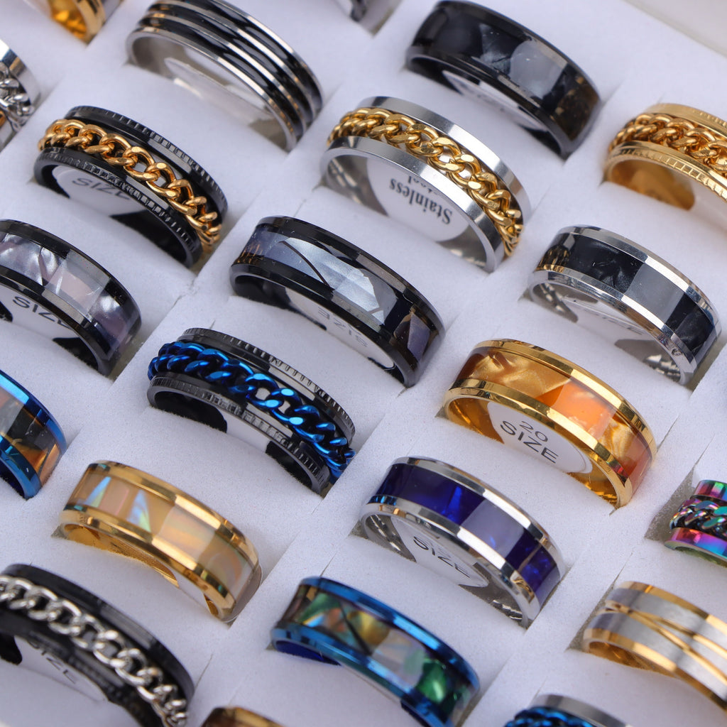 20\u002FPack Fashion Casual Trend Stainless Steel Men And Women Mixed Rings, Daily And Party Rings, Accessories, Jewelry Rings