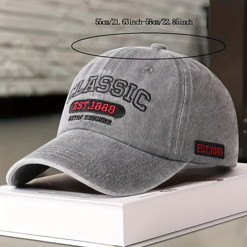 Classic Slogan Embroidery Baseball Cap Vintage Solid Color Washed Distressed Sports Hats Lightweight Adjustable Dad Hat For Women Men
