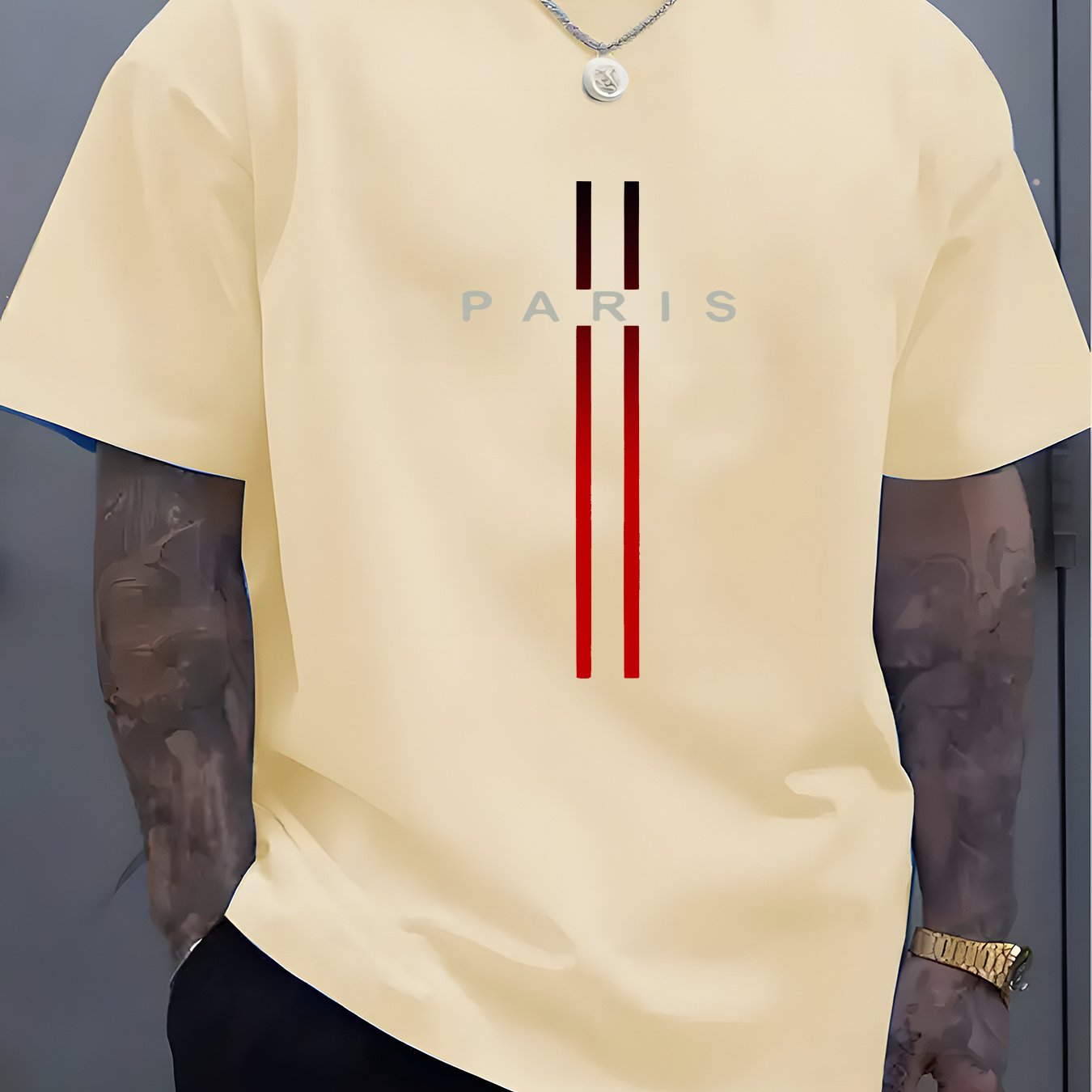 1pc Men'S Fashion Casual Crew Neck T-Shirt, 100% Polyester Knit Fabric, Slight Stretch, Alphabet Pattern, Summer Short Sleeve Tee