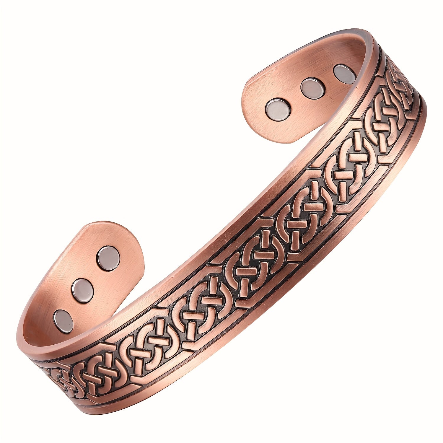 2Pcs Magnetic Copper Bracelet and Ring Set for Men, Adjustable Celtic Design, Natural Anti-Inflammatory Jewelry, Ideal for Christmas Gifts