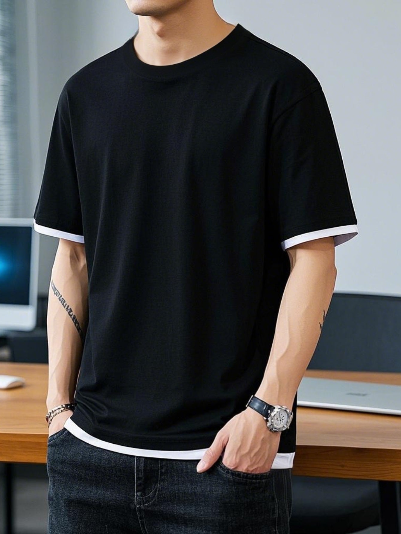 1pc Men's Spring Summer Casual Short Sleeve T-Shirt - Solid Color Round Neck Regular Fit, Minimalist Design for Casual Attire & Light Workouts, Breathable Fabric, Cute Shirts for Summer