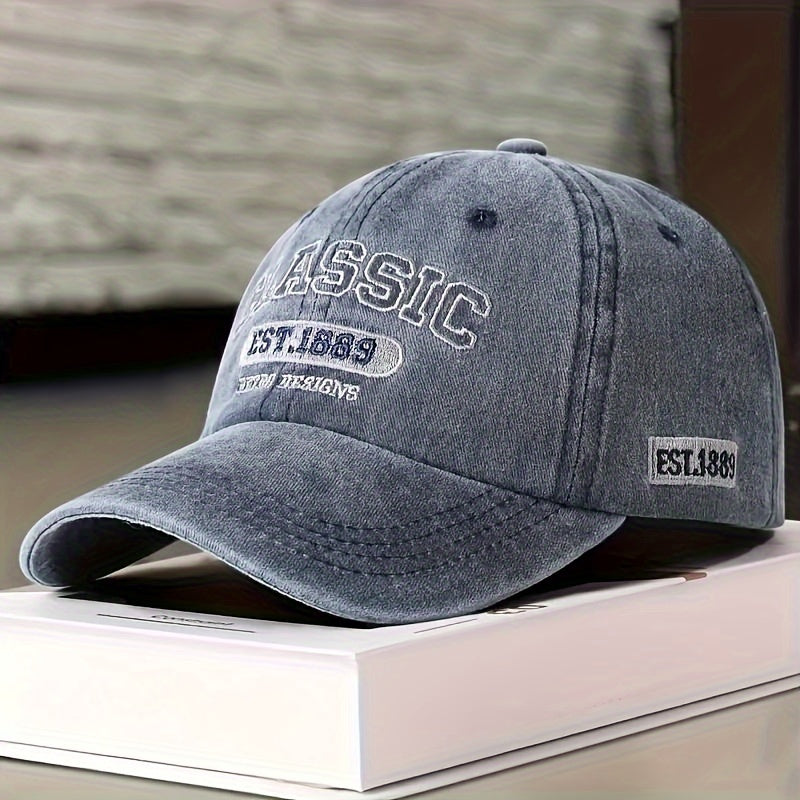 Classic Slogan Embroidery Baseball Cap Vintage Solid Color Washed Distressed Sports Hats Lightweight Adjustable Dad Hat For Women Men