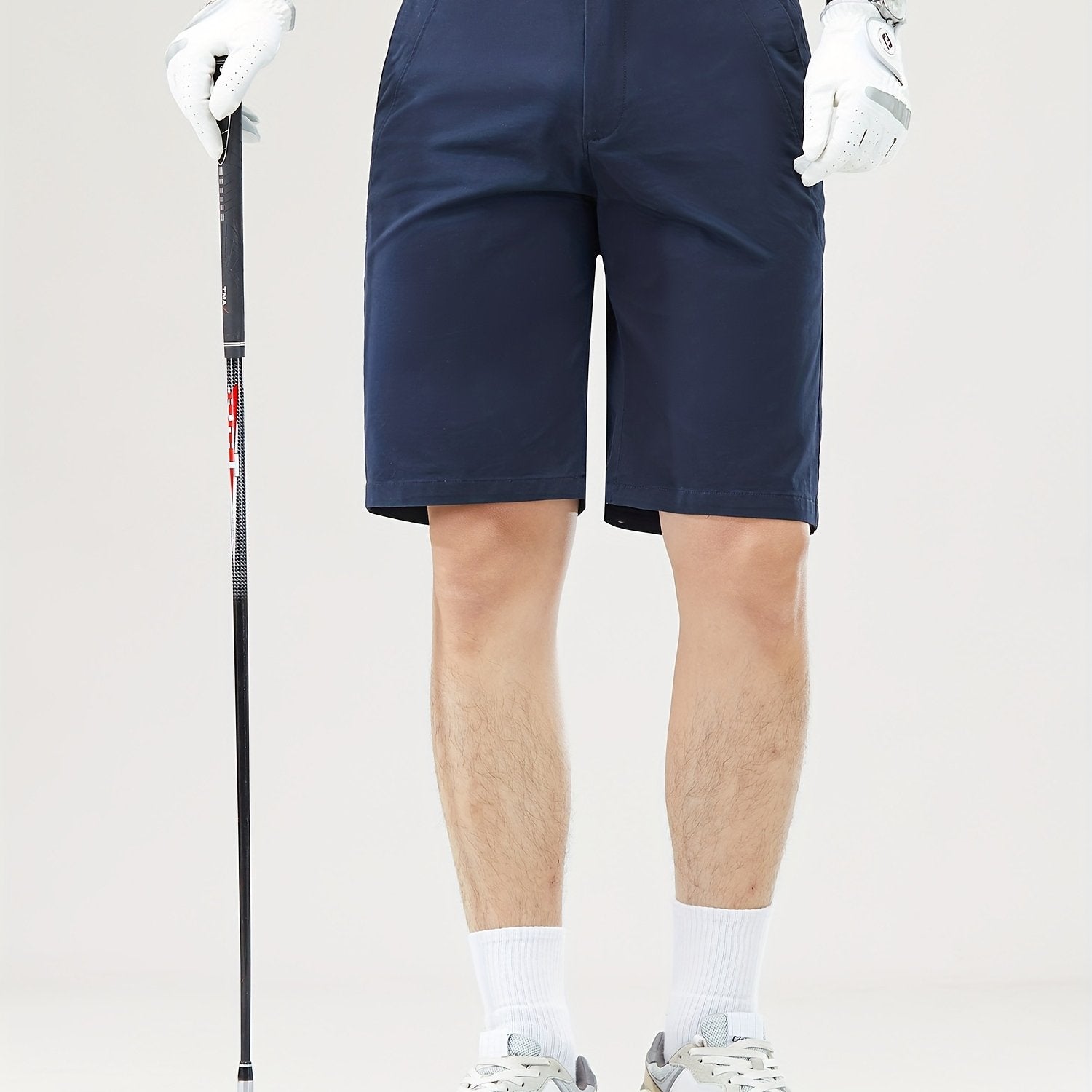 Men's Lightweight Golf Shorts with Elastic Waistband, UV Protection, and Multiple Pockets - Breathable Cotton-Spandex Blend for Casual, Outdoor, and Golf Activities - Solid Mint Green