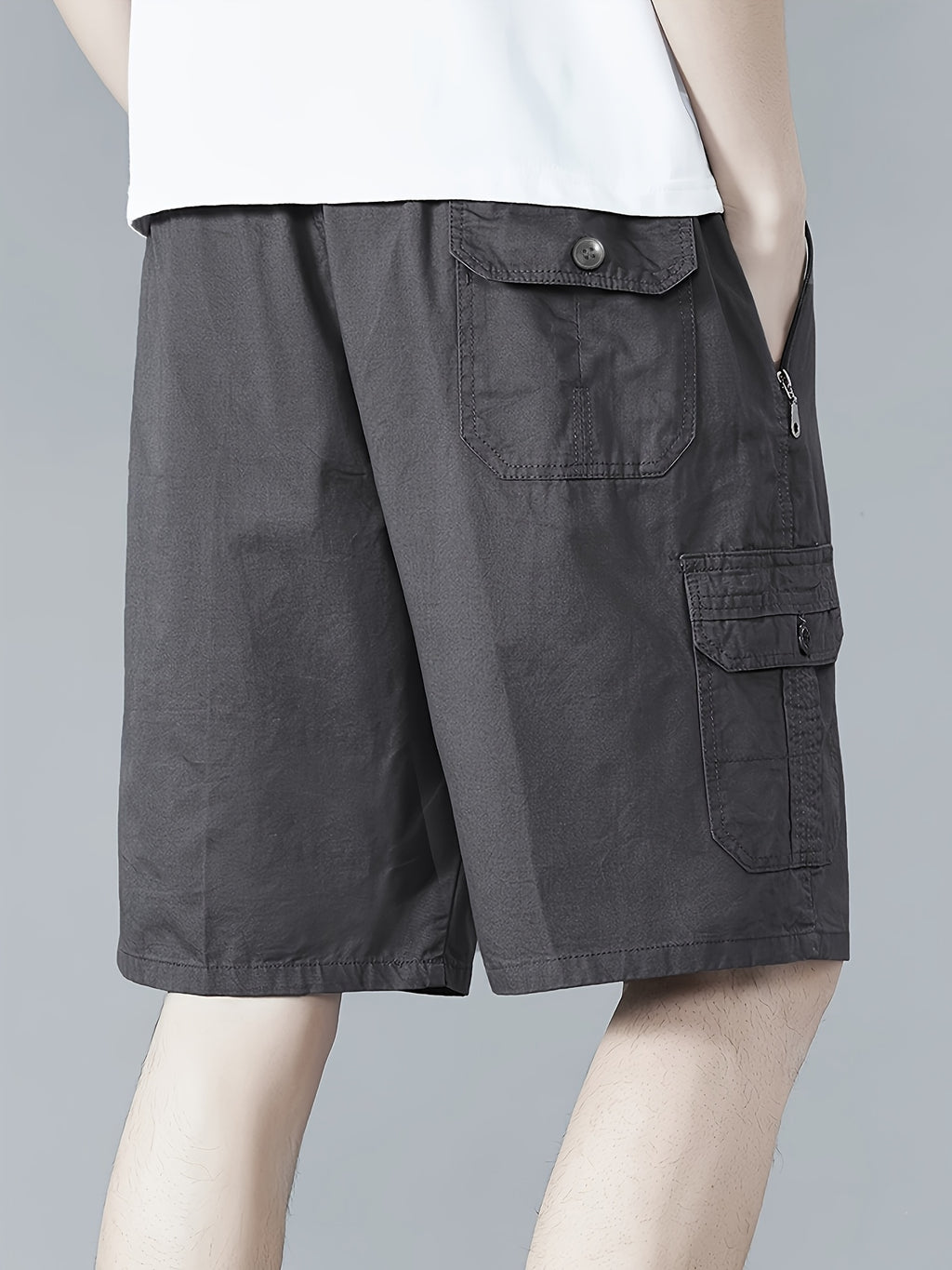 Men'S Stylish Cargo Shorts - Breathable Summer Casual Pockets, Non-Stretch Cotton, Outdoor & Sports Wear, White T-Shirt & White Sneakers, Casual Attire|Stylish Shorts|Durable Fabric
