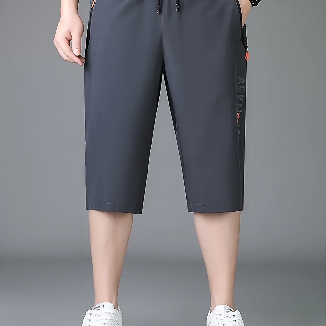 1pc Ice Slippy Fiber Fabric Casual Men's Quick-Dry Five-Pocket Summer Shorts Suitable for Running, Fitness, Basketball, etc