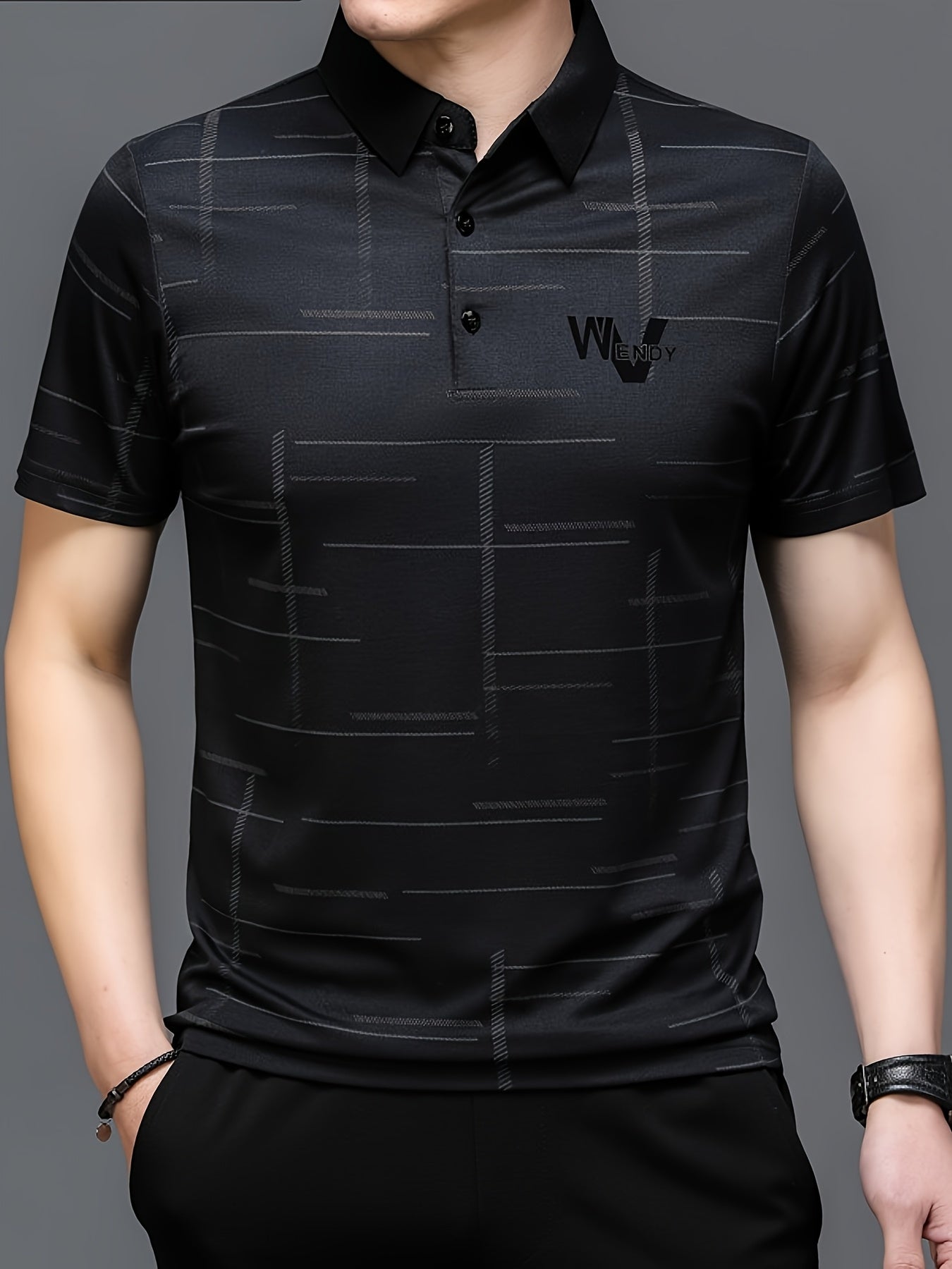 Men'S Summer Golf Shirt - Black Short Sleeve Polo with \