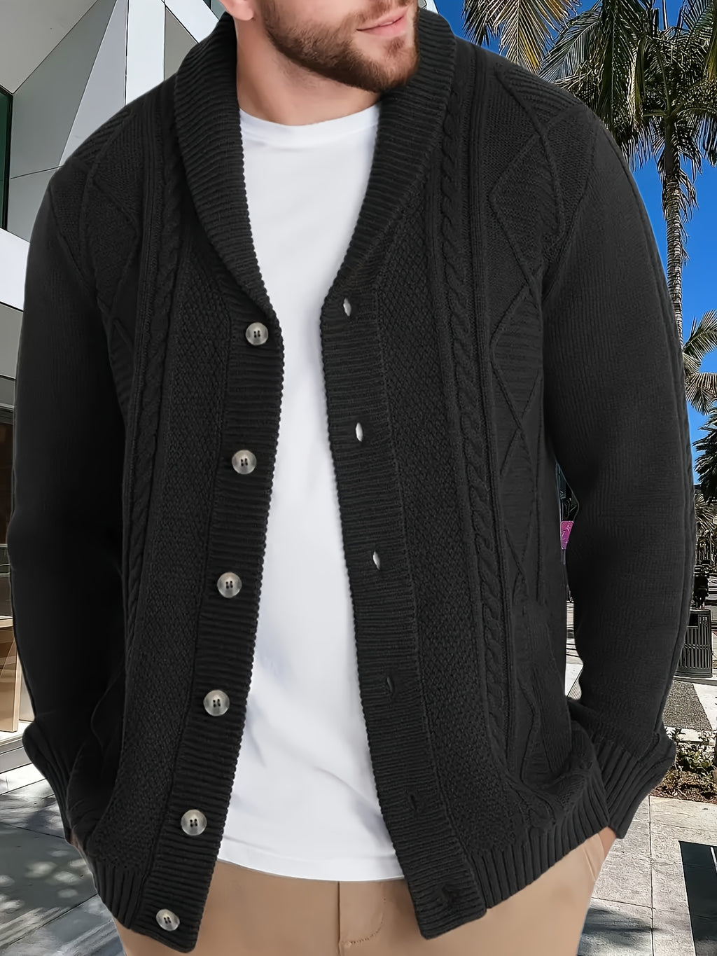 Gilet Tricoté à Col en V pour Homme - Pull Sans Manches Toutes Saisons, Polyvalent pour Tenue Décontractée, Bureau et Mariage - Lavable en Machine, Coupe Régulière, Élasticité Moyenne, Noir