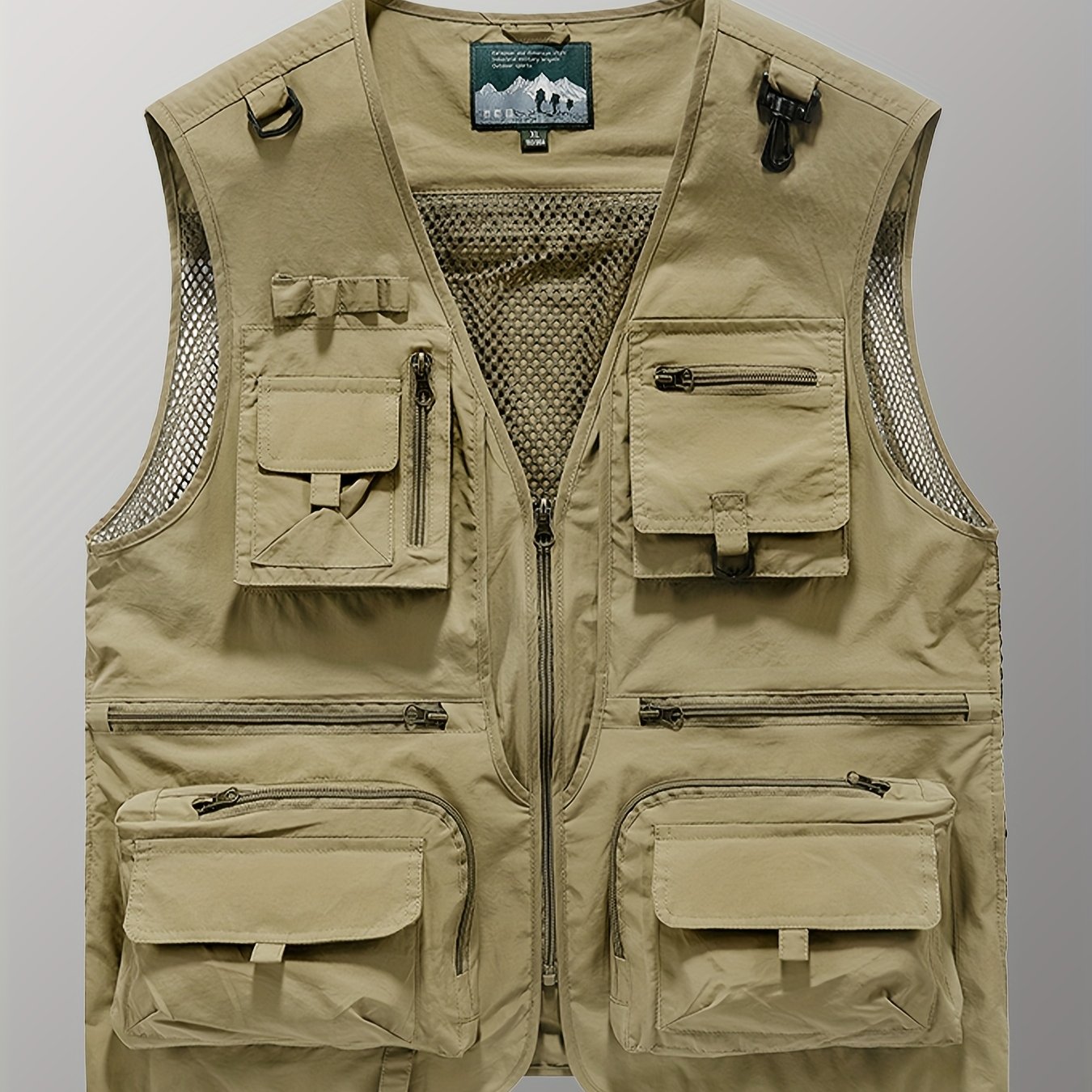 Gilet en Nylon pour Hommes | Conception à Multipoches pour Activités Extérieures | Panneaux en Maille Respirante et Poches Zippées | Polyvalent Toutes Saisons | Idéal pour la Randonnée, la Pêche & l'Entraînement | Durable & Confortable | Vert Olive