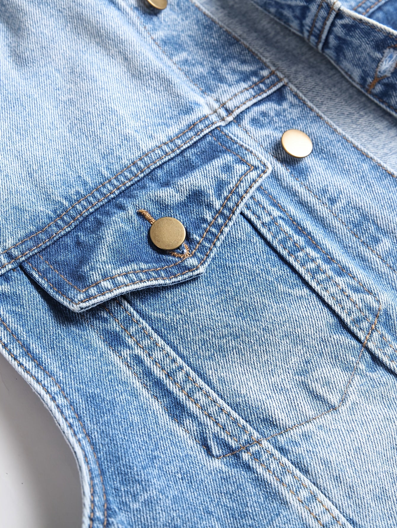 Veste en jean décontractée pour homme, mélange de coton, non extensible, couleur unie, sans manches, col à revers, coupe standard, tissée avec détails de poches