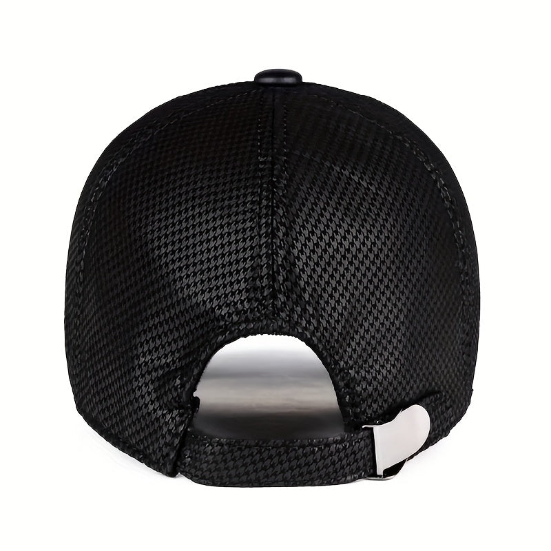 New Arrival - Stylish Plaid Baseball Cap for Women & Men | Genuine Leather Trimmed | Breathable Mesh Back | Adjustable Fit | Sun Protection | Versatile Fashion Accessory, Baseball Ca